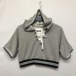 The Edit by Seventeen Women Cropped Hoodie Size XL Extra Large Gray B219 -5